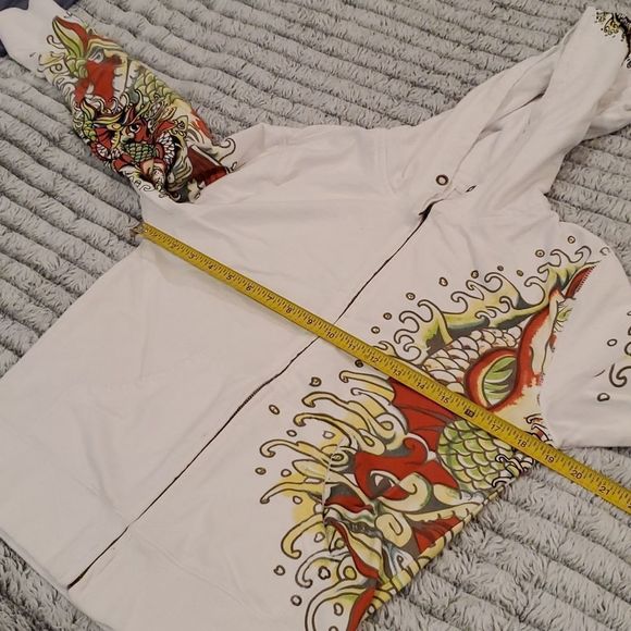 Fun white bedazzled Circle of life zip up hoodie size M. - Picture 2 of 11